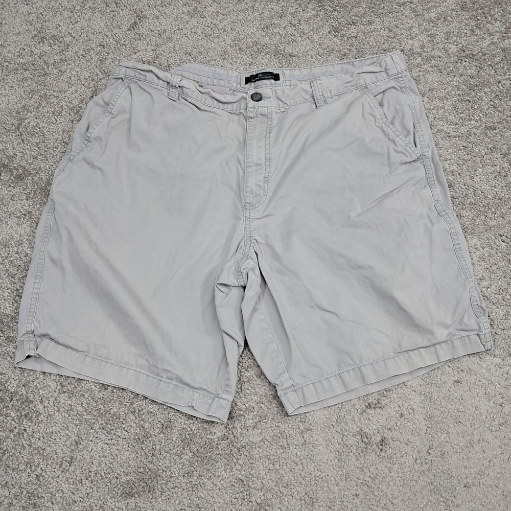 Marc Anthony Mens Gray 100% Cotton Flat Front Chino Shorts Size 40